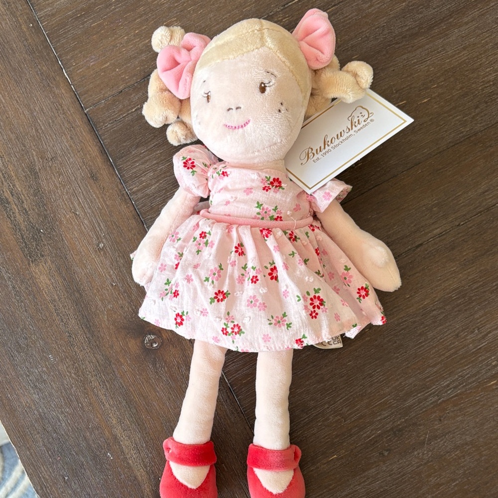 Floral Dress Doll with Pink Accents